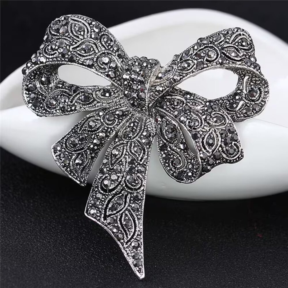 Crystal Bow Brooch